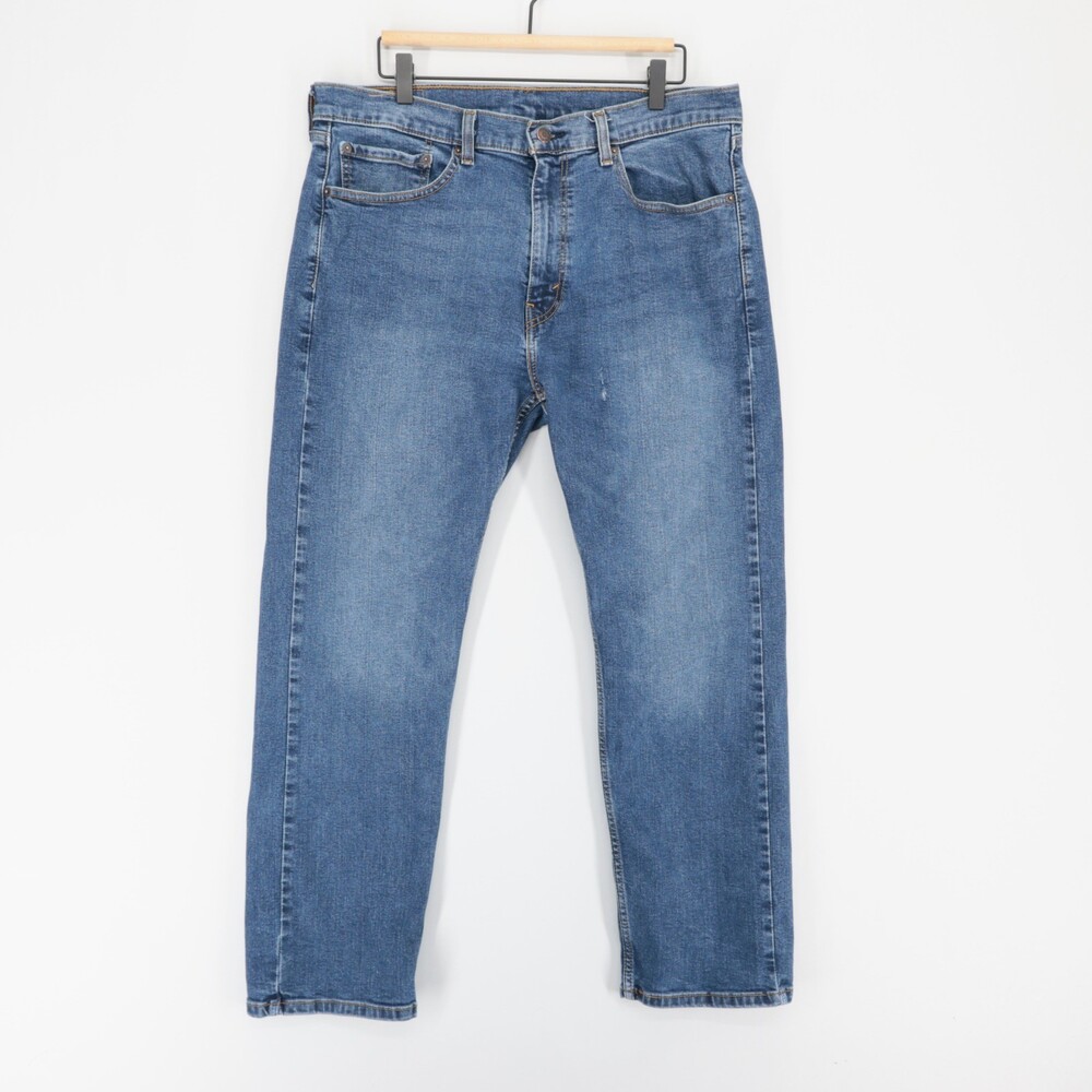 Levis 506 Jeans Mens 36x29 Blue Straight Leg Medium Wash Denim Zip Fly